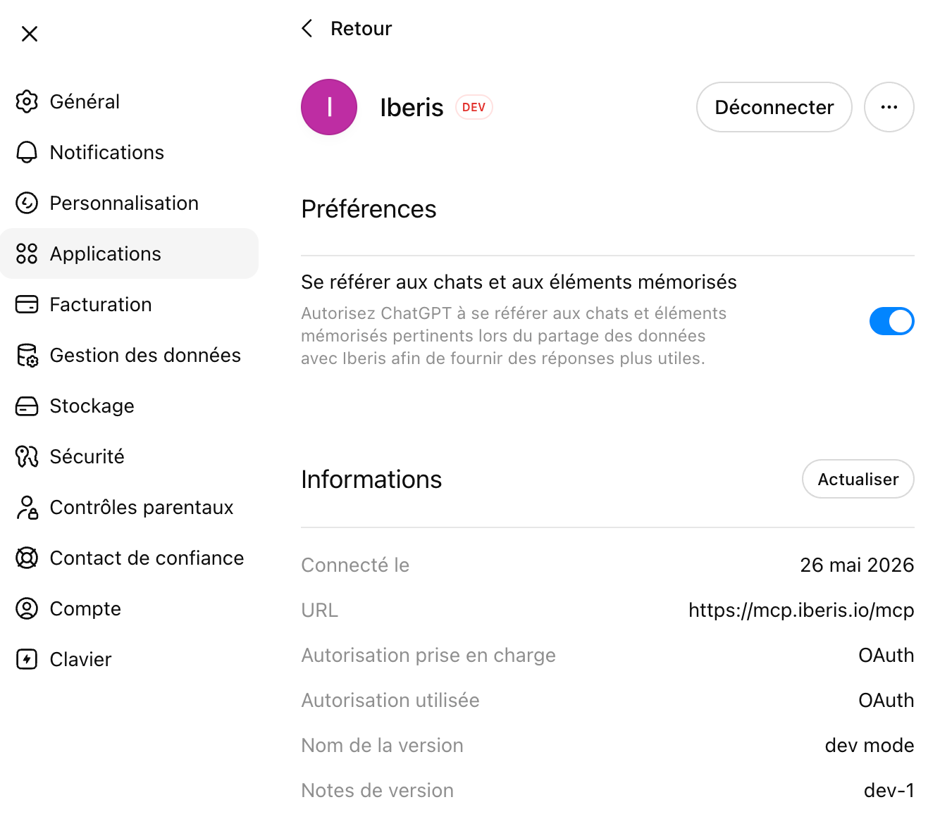 capture d'écran — connexion ChatGPT